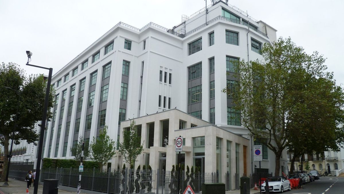 Greater London House in Londen, archiefbeeld van het ASOS-hoofdkantoor