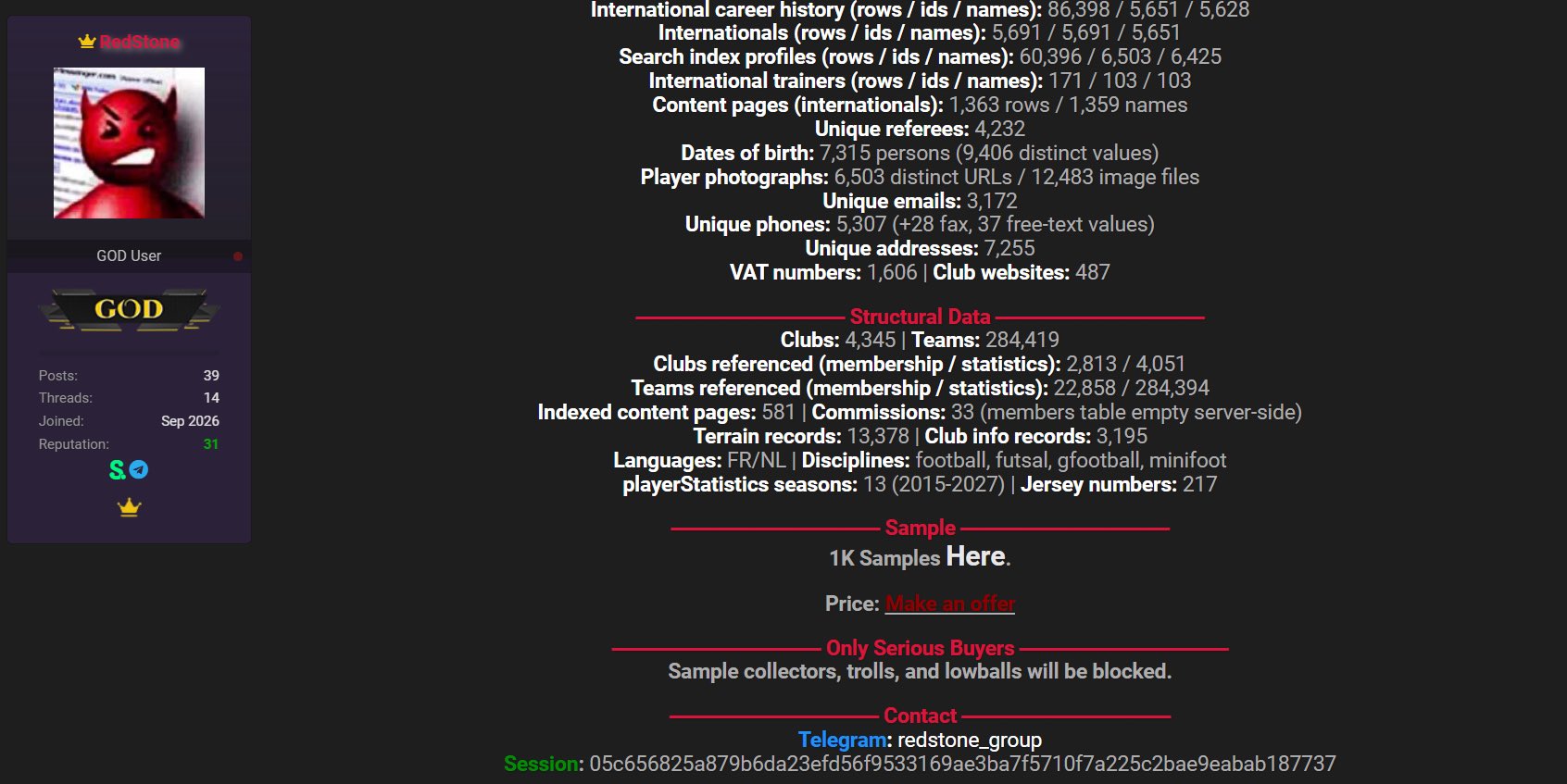 Tweede screenshot van het onbevestigde verkoopaanbod met tellingen van contactvelden, fotoverwijzingen en seizoenen