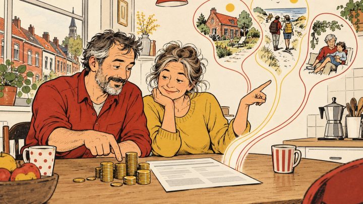Twee mensen lezen hun aanvullend pensioenoverzicht