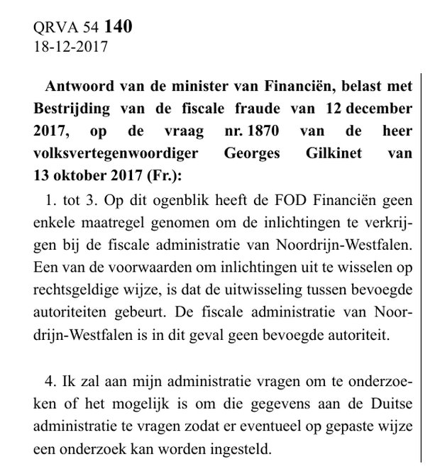 Uitsnede uit het Kamerbulletin QRVA 54 140: antwoord van de minister van Financiën van 12 december 2017 op vraag 1870 van Georges Gilkinet over het Maltese register